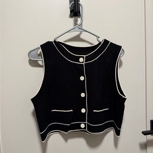 OAK + FORT Black and Cream Sweater